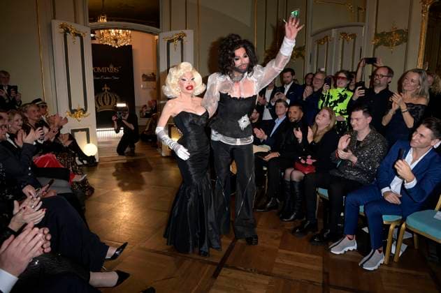 Amanda Lepore und Harald Glööckler bei der Harald Glööckler Pompöös Iconic Couture Show im Ermelerhaus. Berlin, 02.02.2024