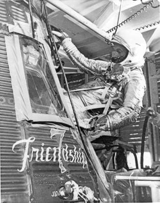 Glenn Trains for MA-6 Astronaut John H. Glenn, Jr. enters the Friendship 7 spacecraft during rehearsal exercises at Cape Canaveral, Florida on January 23, 1962 Credit: NASA via CNP Cape Canaveral Florida United States of America EDITORIAL USE ONLY Copyright: xx 62-MA6-50 MA6-1 NASAx cnpphotos032443