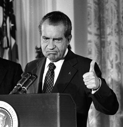 Nixon Resigns the Presidency File photo taken on 9 August, 1974 of United States President Richard M. Nixon as he consoles his staff in the East Room of the White House after he resigned the Presidency the night before..Credit: Arnie Sachs CNP Washington District of Columbia United States of America EDITORIAL USE ONLY Copyright: xx ArniexSachsx cnpphotos033444