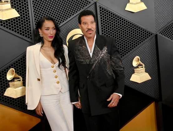 (L-R) Lisa Parigi and Lionel Richie attend the 66th annual Grammy Awards at the Crypto.com Arena in Los Angeles on Sunday, February 4, 2024.  LAP20240204100 JIMxRUYMEN