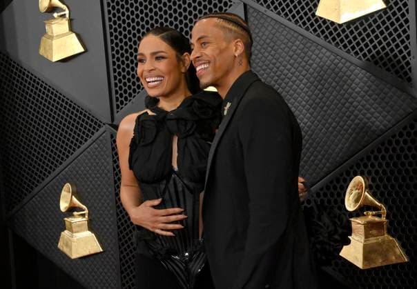 Jordin Sparks and Dana Isaiah attend the 66th annual Grammy Awards at the Crypto.com Arena in Los Angeles on Sunday, February 4, 2024.  LAP20240204158 JIMxRUYMEN