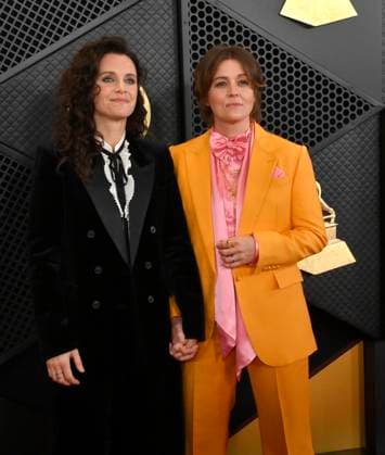 (L-R) Catherine Shepherd and Brandi Carlile attend the 66th annual Grammy Awards at the Crypto.com Arena in Los Angeles on Sunday, February 4, 2024.  LAP20240204164 JIMxRUYMEN