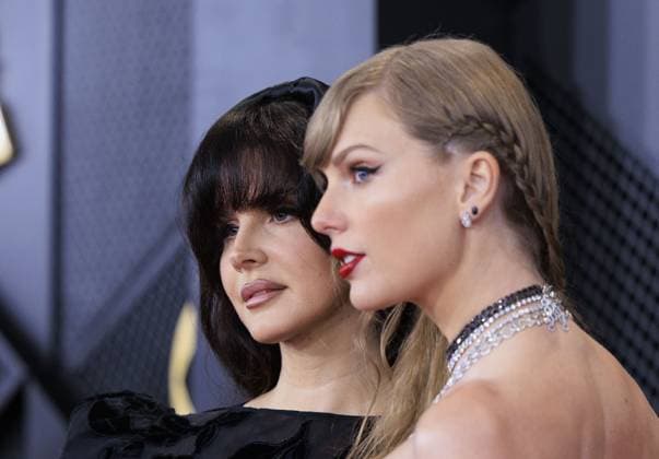 February 4, 2024, Los Angeles, California, USA: Lana Del Rey and Taylor Swift (L-R) on the red carpet at the 66th Grammy Awards held at Crypto.com Arena in Los Angeles, California on Sunday February 4, 2024. JAVIER ROJAS PI Los Angeles U.S - ZUMAp124 20240204_zaa_p124_092 Copyright: xJavierxRojasx