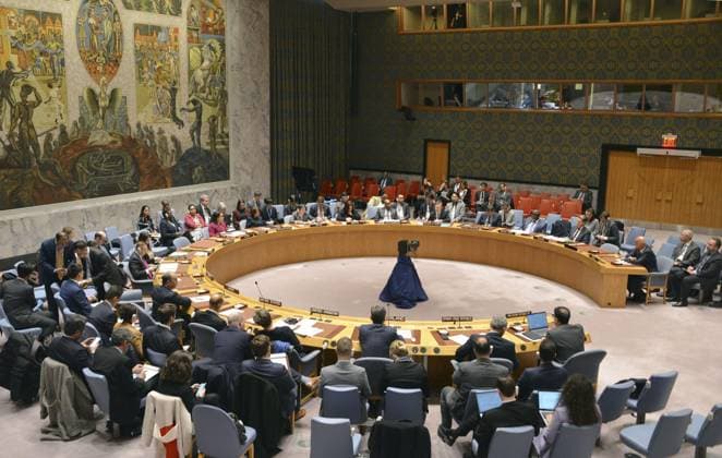 News Themen der Woche KW06 UNO in New York, Sitzung des Sicherheitsrats U.N. session on U.S. retaliatory airstrikes The U.N. Security Council convenes a session at the U.N. headquarters in New York on Feb. 5, 2024, to discuss U.S. retaliatory airstrikes against Iranian-backed militias in Iraq and Syria, about a week after a drone attack killed three U.S. troops at a base in Jordan.  A14AA0002426796P