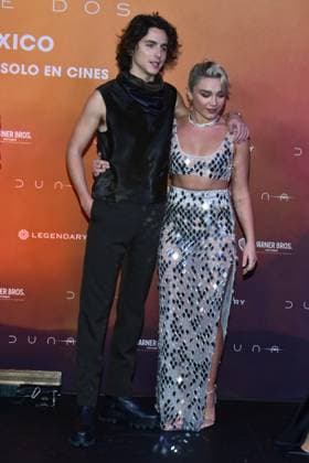 February 5, 2024, Mexico City, Ciudad de Mexico, Mexico: February 05, 2024, Mexico City, Mexico: Actor Timotho e Chalame and actress Florence Pugh attend the Photocall from Dune: Part Two at Mexico City Four Season Hotel. on February 5, 2024. In Mexico City, Mexico. Mexico City Mexico - ZUMAe321 20240205_zea_e321_143 Copyright: xCarlosxTischler xEyepixxGroupx
