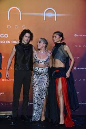 February 5, 2024, Mexico City, Ciudad de Mexico, Mexico: February 05, 2024, Mexico City, Mexico: (L-R) Timotho e Chalame, Florence Pugh and Zendaya attend the Photocall from Dune: Part Two at Mexico City Four Season Hotel. on February 5, 2024. In Mexico City, Mexico. Mexico City Mexico - ZUMAe321 20240205_zea_e321_145 Copyright: xCarlosxTischler xEyepixxGroupx