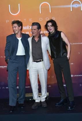Dune: Part Two Photocall - Mexico City (L-R) , Austin Butler, Josh Brolin, TimothÃ e Chalame attend the Photocall from Dune: Part Two at Mexico City Four Season Hotel on February 5, 2024 inMexico City, Mexico. Photo by Carlos Tischler Eyepix Group ABACAPRESS.COM Mexico City Mexico  Copyright: xTischlerxCarlos Eyepix ABACAx