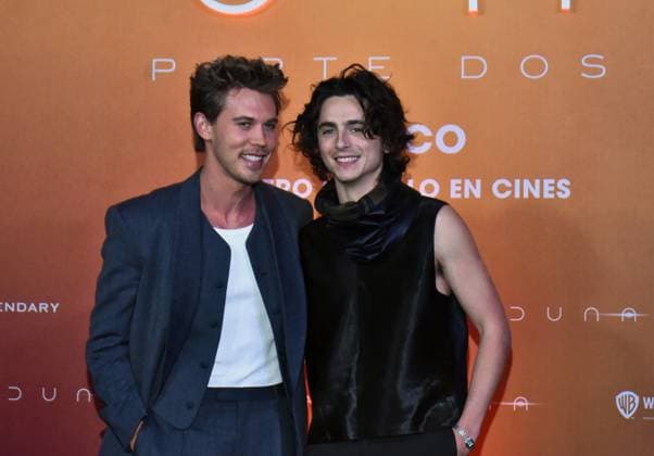 Dune: Part Two Photocall - Mexico City Actors Austin Butler and TimothÃ e Chalame attend the Photocall from Dune: Part Two at Mexico City Four Season Hotel on February 5, 2024 inMexico City, Mexico. Photo by Carlos Tischler Eyepix Group ABACAPRESS.COM Mexico City Mexico  Copyright: xTischlerxCarlos Eyepix ABACAx