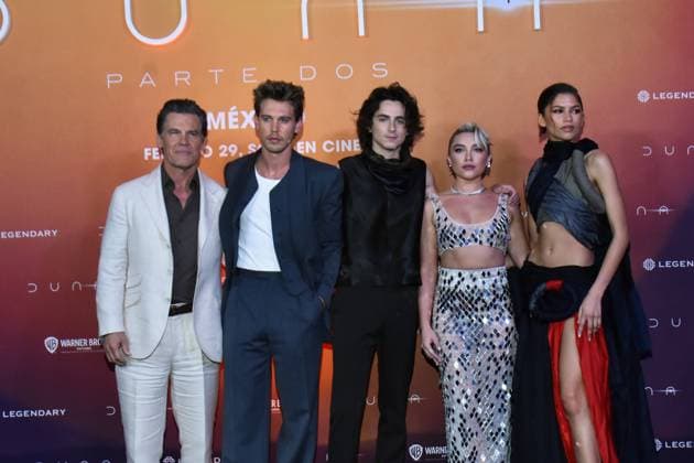February 5, 2024, Mexico City, Ciudad de Mexico, Mexico: February 05, 2024, Mexico City, Mexico: (L-R) Josh Brolin, Austin Butler, Timotho e Chalame, Florence Pugh and Zendaya attend the Photocall from Dune: Part Two at Mexico City Four Season Hotel. on February 5, 2024. In Mexico City, Mexico. Mexico City Mexico - ZUMAe321 20240205_zea_e321_216 Copyright: xCarlosxTischler xEyepixxGroupx