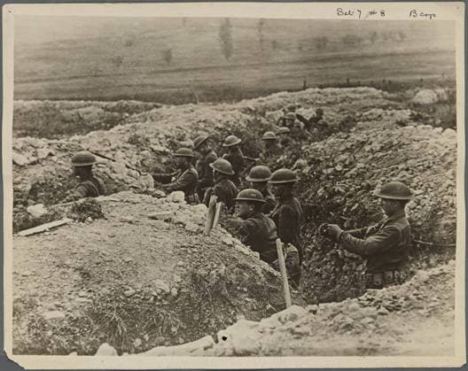 American troops in a trench, France 1918 (b w photo) 1147455 American troops in a trench, France 1918 (b w photo) by American Photographer, (20th century); New York Public Library, USA. Copyright: xBridgemanxImagesx 1147455