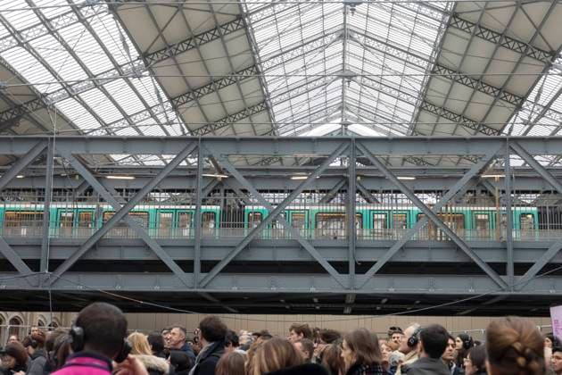 Paris, France February 7, 2024 - Inauguration of the large passenger hall at the SNCF Paris Austerlitz station. A budget of just over 100 million euros was devoted to restoring the 150-meter-long glass roof, 150 craftsmen worked for 5 years, using a 12,000 M2 scaffolding structure weighing 3,000 tons, the largest in Europe GARE D AUSTERLITZ, RENOVATION, TRANSPORT, PATRIMOINE, TRAVAUX, CHANTIER, GRANDE HALLE VOYAGEURS, ARCHITECTURE, METRO, LIGNE 5, RATP  Copyright: xVincentxIsorex