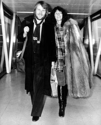Frida and Benny 1798075 Frida and Benny by Unknown photographer, (20th century); (add.info.: AnniFrid Lyngstad and Benny Andersson (husband and wife of rock group ABBA) arriving at London Heathrow airport for the premiere of the film Abba The Film february 14, 1978). Copyright: xBridgemanxImagesx 1798075