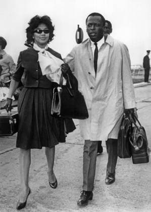 Miles Davis and his wife 1951305 Miles Davis and his wife by Unknown photographer, (20th century); (add.info.: Miles Davis and his wife in Lonon, september 26, 1960). Copyright: xBridgemanxImagesx 1951305