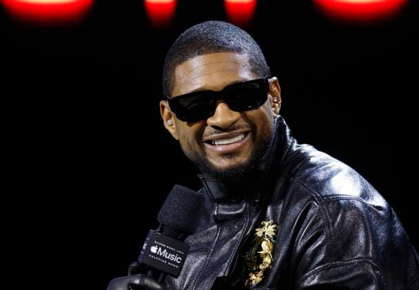 Super Bowl Halftime Show performer Usher speaks at the Super Bowl LVIII Pregame + Apple Music Super Bowl LVIII halftime show press conference leading up to Super Bowl LVIII at the Mandalay Bay Convention Center in Las Vegas, Nevada on Thursday, February 8, 2024. The San Francisco 49ers will play the Kansas City Chiefs in Super Bowl LVIII at Allegiant Stadium in Las Vegas, Nevada on Sunday, February 11, 2024.  SBP20240208101 JohnxAngelillo