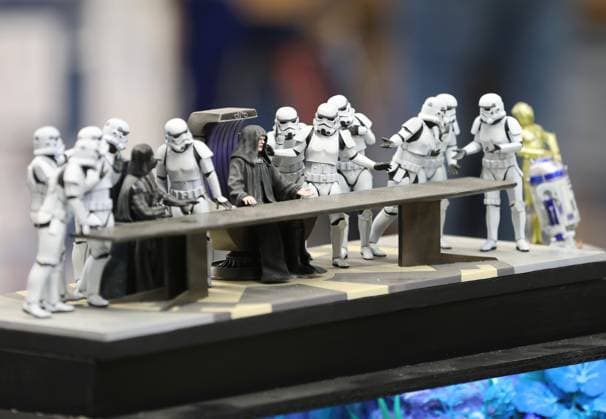 Modell Leben - Erfurt 09.02.2024, Erfurt, Messe, Presserundgang auf der Modell Leben Die Thueringer Modellbaumesse im Bild: Szene aus Star Wars - enstanden durch 3D-Druck
