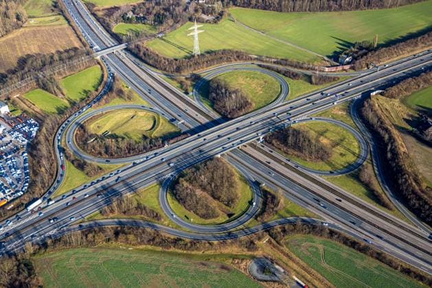 Luftbild, Autobahnkreuz Dortmund-West, Autobahn A40 und Autobahn A45, Straßenverkehr und Stau, Verkehrssituation, Oespel, Dortmund, Ruhrgebiet, Nordrhein-Westfalen, Deutschland !ACHTUNGxMINDESTHONORARx60xEURO! *** Aerial photo, Dortmund West freeway junction, A40 and A45 freeways, road traffic and congestion, traffic situation, Oespel, Dortmund, Ruhr area, North Rhine-Westphalia, Germany ATTENTIONxMINDESTHONORARx60xEURO