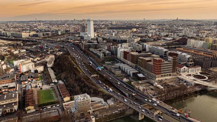 Paris 2024 Olympic Village CAPTION CORRECTION - An aerial view of Paris 2024 Olympic Village on January 31, 2024 in Saint-Denis, Paris outskirts, France. With the Paris 2024 Olympic Games a few months, construction for the Village that will host some 14,000 athletes is in full swing in the Seine-Saint-Denis department, which is the poorest in mainland France. SOLIDEO, the public institution in charge of construction for the Olympics, is promising that the Olympic Village will leave a long-lasting legacy in the working-class area, where 25 percent of residents live below the poverty line. Once the Games are over, the village will be transformed into a new neighbourhood with space for 6,000 residents. The area will have offices, shops, cultur  Copyright: xDronexPress ABACAx