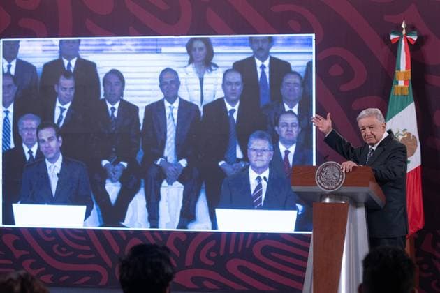 Mexican President News Conference February 9, 2024. Mexico City, Mexico. Mexican President, Andrés Manuel López Obrador, speaks during his usual daily press conference in the treasury room of the National Palace. On february 9, 2024 in Mexico City, Mexico. (Photo by Alex Dalton Eyepix Group) Copyright: xAlexxDalton xEyepixxGroupx AD_09022024_111262