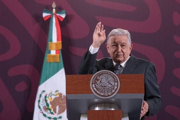 Mexican President News Conference February 9, 2024. Mexico City, Mexico. Mexican President, Andrés Manuel López Obrador, speaks during his usual daily press conference in the treasury room of the National Palace. On february 9, 2024 in Mexico City, Mexico. (Photo by Alex Dalton Eyepix Group) Copyright: xAlexxDalton xEyepixxGroupx AD_09022024_111265