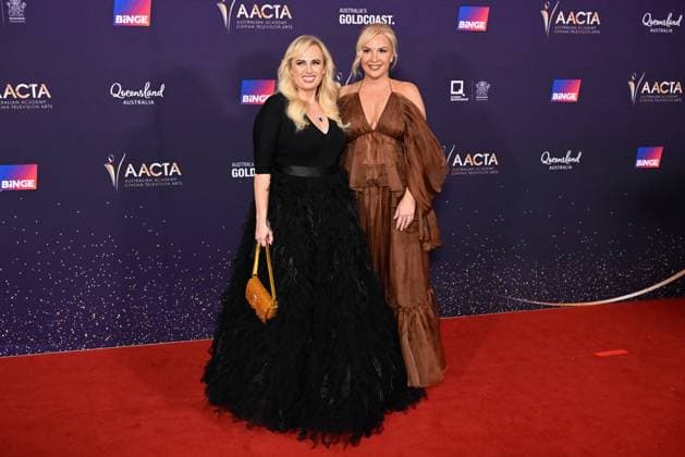 2024 AACTA AWARDS, Rebel Wilson (left) and her partner Ramona Agruma (right) arrive for the 2024 Australian Academy of Cinema and Television Arts (AACTA) Awards at HOTA in Surfers Paradise, Queensland, Saturday, February 10, 2024. ( NO ARCHIVING, EDITORIAL USE ONLY, NO USE IN BOOKS WITHOUT CONSENT BRISBANE QLD AUSTRALIA  Copyright: xDARRENxENGLANDx 20240211001900822602