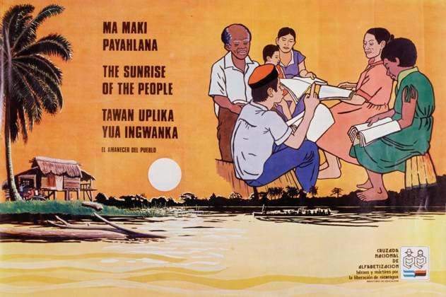 Sandinista National Liberation Front (FSLN) propaganda poster in Nicaragua. The party was named after Augusto CÄ‚ sar Sandino, who led the Nicaraguan resistance against the United States occupation of Nicaragua in the 1930s. The FSLN overthrew Anastasio Somoza in 1979, ending the Somoza dynasty, and established a revolutionary government in its place. Following their seizure of power, the Sandinistas ruled Nicaragua from 1979 to 1990, first as part of a Junta of National Reconstruction., Copyright: xUnitedxArchivesx xWorldxHistoryxArchivex WHA_104_0503 !ACHTUNG AUFNAHMEDATUM GESCH TZT!
