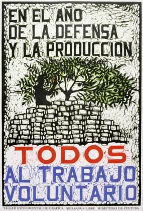 Sandinista National Liberation Front (FSLN) propaganda poster in Nicaragua. The party was named after Augusto CÄ‚ sar Sandino, who led the Nicaraguan resistance against the United States occupation of Nicaragua in the 1930s. The FSLN overthrew Anastasio Somoza in 1979, ending the Somoza dynasty, and established a revolutionary government in its place. Following their seizure of power, the Sandinistas ruled Nicaragua from 1979 to 1990, first as part of a Junta of National Reconstruction., Copyright: xUnitedxArchivesx xWorldxHistoryxArchivex WHA_104_0507 !ACHTUNG AUFNAHMEDATUM GESCH TZT!