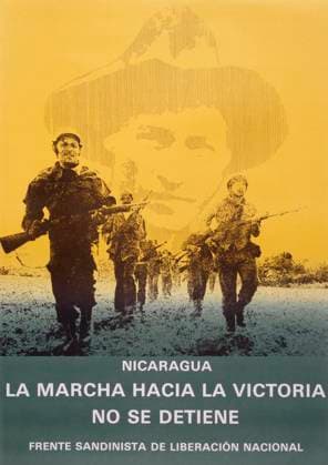 Sandinista National Liberation Front (FSLN) propaganda poster in Nicaragua. The party was named after Augusto CÄ‚ sar Sandino, who led the Nicaraguan resistance against the United States occupation of Nicaragua in the 1930s. The FSLN overthrew Anastasio Somoza in 1979, ending the Somoza dynasty, and established a revolutionary government in its place. Following their seizure of power, the Sandinistas ruled Nicaragua from 1979 to 1990, first as part of a Junta of National Reconstruction., Copyright: xUnitedxArchivesx xWorldxHistoryxArchivex WHA_104_0535 !ACHTUNG AUFNAHMEDATUM GESCH TZT!