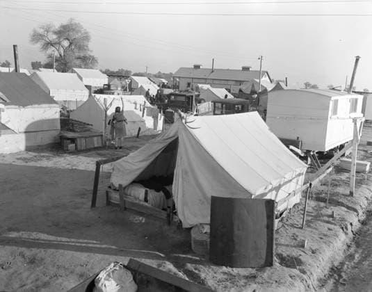 Section of Kern migrant camp, California, 1936 (b w photo) 3738730 Section of Kern migrant camp, California, 1936 (b w photo) by Lange, Dorothea (1895-1965); Private Collection. Copyright: xBridgemanxImagesx 3738730