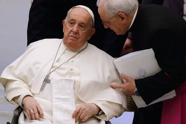 News Bilder des Tages February 14, 2024 - POPE FRANCIS during his wednesday General Audience in St. Paul Hall at the Vatican. - Vatican City State EvandroInetti_via ZUMA Wire Vatican City State - ZUMAi15_ 20240214_zaf_i15_045 Copyright: xEvandroxInettix