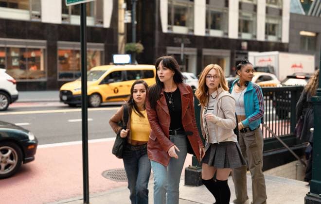 RECORD DATE NOT STATED MADAME WEB, from left: Isabela Merced, Dakota Johnson as Madame Web, Sydney Sweeney, Celeste O Connor, 2024. ph: Jessica Kourkounis Marvel Columbia Pictures Courtesy Everett Collection PUBLICATIONXNOTxINxCANxCHNxFRAxITAxJPNxNORxPOLxRUSxESPxUKxUSA