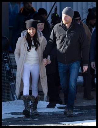 . 14 02 2024. Whistler, Canada. Prince Harry and Meghan Markle, the Duke and Duchess of Sussex, arriving at a training camp in Whistler, Canada, as part of a series of one year to go events for next years Invictus Games.  xStephenxLockx xi-Imagesx IIM-24993-0063