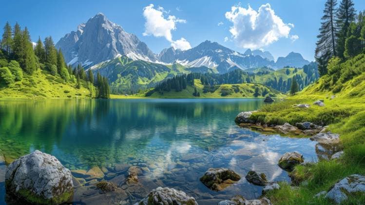 Beautiful Mountain Landscape in Bavaria, Germany - Generative AI