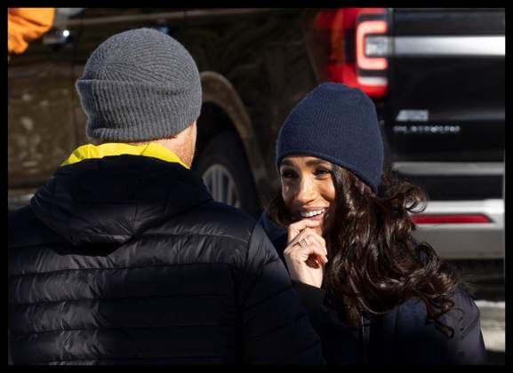 . 15 02 2024. Whistler, Canada. Prince Harry and Meghan Markle, the Duke and Duchess of Sussex, in Whistler, Canada, for the second day of one year to go events for next years Invictus Games.  xStephenxLockx xi-Imagesx IIM-24997-0063