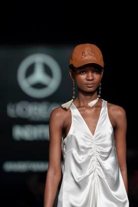 February 15, 2024, Madrid, Spain: A model walks the runway at the Pablo Erroz fashion show during the Mercedes Benz Fashion Week at IFEMA in Madrid. Madrid Spain - ZUMAs197 20240215_aaa_s197_283 Copyright: xGuillermoxGutierrezxCarrascalx