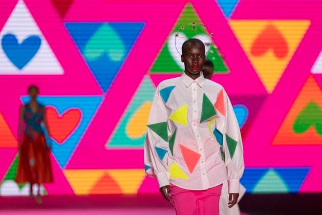February 15, 2024, Madrid, Spain: A model walks the runway at the Agatha Ruiz de la Prada fashion show during the Mercedes Benz Fashion Week at IFEMA in Madrid. Madrid Spain - ZUMAs197 20240215_aaa_s197_412 Copyright: xGuillermoxGutierrezxCarrascalx