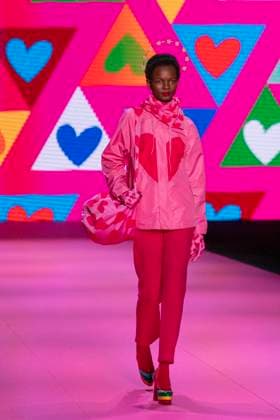 February 15, 2024, Madrid, Spain: A model walks the runway at the Agatha Ruiz de la Prada fashion show during the Mercedes Benz Fashion Week at IFEMA in Madrid. Madrid Spain - ZUMAs197 20240215_aaa_s197_414 Copyright: xGuillermoxGutierrezxCarrascalx