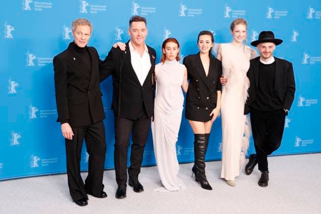 February 16, 2024: Jan Bluthardt, Marton Csokas, Greta Fernandez, Jessica Henwick, Hunter Schafer and Tilman Singer pose at the photocall of Cuckoo during the 74th Berlinale International Film Festival at Hotel Grand Hyatt in Berlin, Germany, on 16 February 2024. Photo: - ZUMAm179 20240216_zep_m179_001 Copyright: xAlecxMichaelx