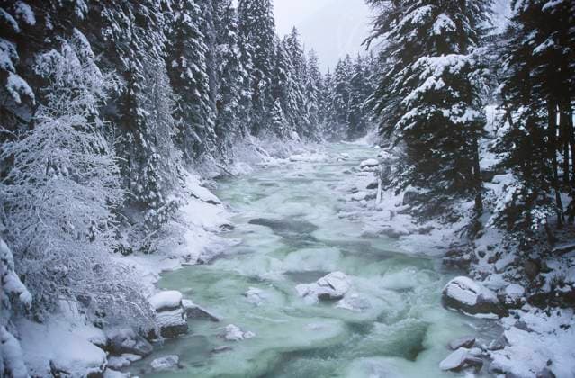 Cayoosh creek freezes over in the winter.  Copyright: x AllCanadaPhotos.comx 1990-52135