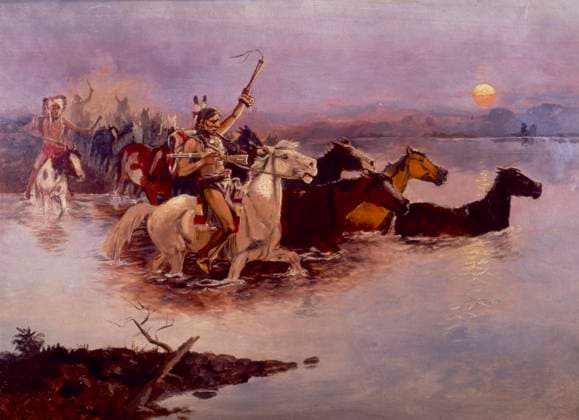 Crossing the River Charles Marion Russell (1865-1926 American)  Copyright: x x2010xSuperStockx 900-119736