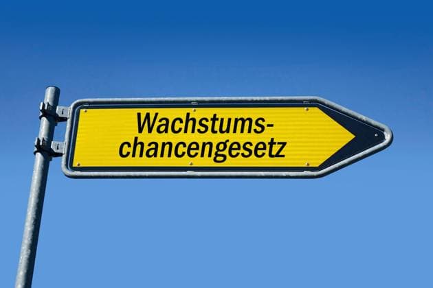 Wegweiser mit Wachstumschancengesetz Wegweiser mit Wachstumschancengesetz, 20.02.2024, Borkwalde, Brandenburg, In einem Wegweiser steht der Schriftzug Wachstumschancengesetz. *** Signpost with Growth Opportunities Act Signpost with Growth Opportunities Act, 20 02 2024, Borkwalde, Brandenburg, One signpost bears the words Growth Opportunities Act