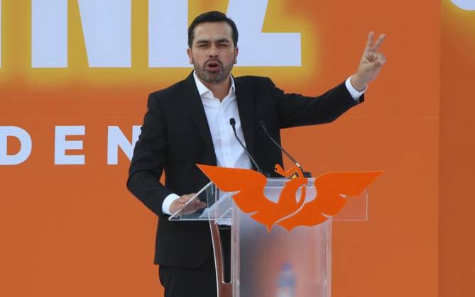 Jorge Alvarez Maynez Registers as Mexico s Presidential Candidate February 22, 2024, Mexico City, Mexico: Jorge Alvarez Maynez, Mexico s Presidential candidate for the Citizen Movement Party, during his speech in political rally, after receiving his registration certificate to compete for the presidency of Mexico at Electoral Institute esplanade. on February 22, 2024 in Mexico City, Mexico. (Photo by José Luis Torales Eyepix Group) Copyright: xJosexLuisxTorales xEyepixxGroupx JLT_22022024_112312