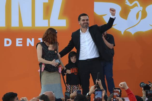 Jorge Alvarez Maynez Registers as Mexico s Presidential Candidate February 22, 2024, Mexico City, Mexico: Jorge Alvarez Maynez, Mexico s Presidential candidate for the Citizen Movement Party, during his speech in political rally, after receiving his registration certificate to compete for the presidency of Mexico at Electoral Institute esplanade. on February 22, 2024 in Mexico City, Mexico. (Photo by JosÃ Luis Torales Eyepix Group) Copyright: xJosexLuisxTorales xEyepixxGroupx JLT_22022024_112318