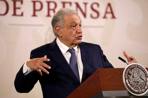 February 23, 2024, Mexico City, Mexico: The president of Mexico, Andres Manuel Lopez Obrador gesticulates during the daily morning briefing conference at the National Palace. on February 23, 2024 in Mexico City, Mexico Mexico City Mexico - ZUMAe321 20240223_zia_e321_002 Copyright: xLuisxBarronx