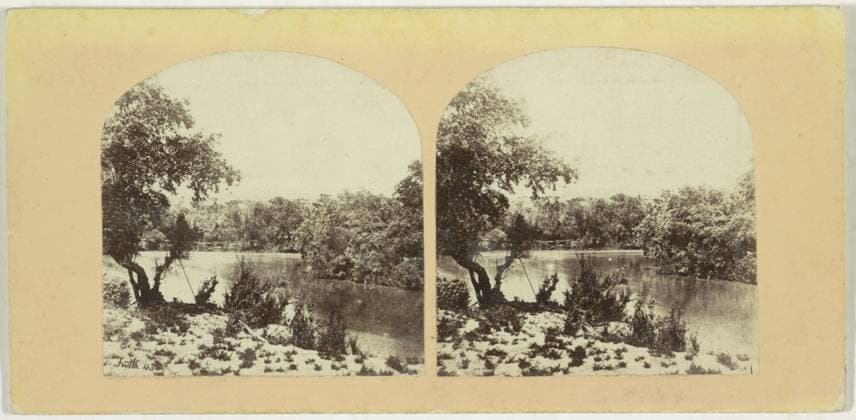 RECORD DATE NOT STATED View of the Jordaan from the West Bank, Palestine, Francis Frith, 1859 - 1861 stereograph West Bank Publisher: London cardboard. paper albumen print river West Bank Copyright: xpiemagsx rknbpie11012024-24245 !ACHTUNG AUFNAHMEDATUM GESCHÄTZT!