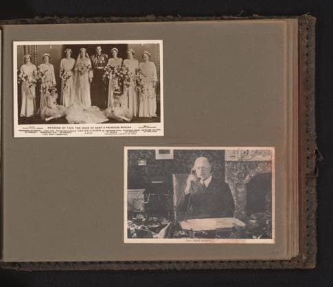 RECORD DATE NOT STATED Two postcards on the occasion of the marriage of the Prince George and Princess Marina and in memory of Prince Hendrik, Elliott & Fry, 1934 photograph These photos are part of an album. London Baryta Paper. paper gelatin silver print marriage, married couple, matrimonium . adult man Copyright: xpiemagsx rknbpie11012024-51994 !ACHTUNG AUFNAHMEDATUM GESCHÄTZT!