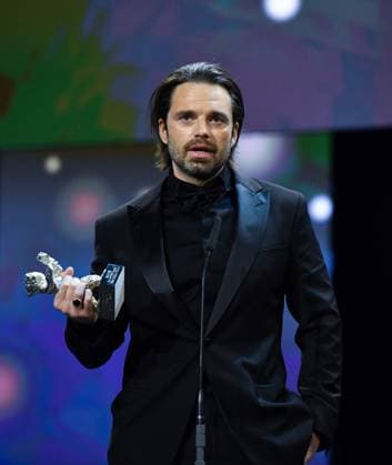 (240225) -- BERLIN, Feb. 25, 2024 -- Actor Sebastian Stan speaks after receiving the Silver Bear for Best Leading Performance during the 74th Berlin International Film Festival in Berlin, Germany, Feb. 24, 2024. ) GERMANY-BERLIN-INTERNATIONAL FILM FESTIVAL RenxPengfei 