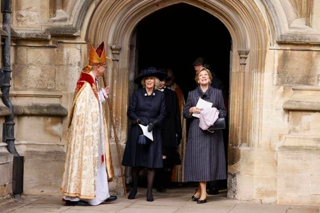 Bilder des Jahres 2024, Entertainment 02 Februar Entertainment Themen der Woche KW09 Entertainment Bilder des Tages . 27 02 2024. Windsor, United Kingdom. Queen Camilla at a memorial service for King Constantine of Greece at St.GeorgeÕs Chapel in Windsor, United Kingdom.  xPoolx xi-Imagesx IIM-25018-0019