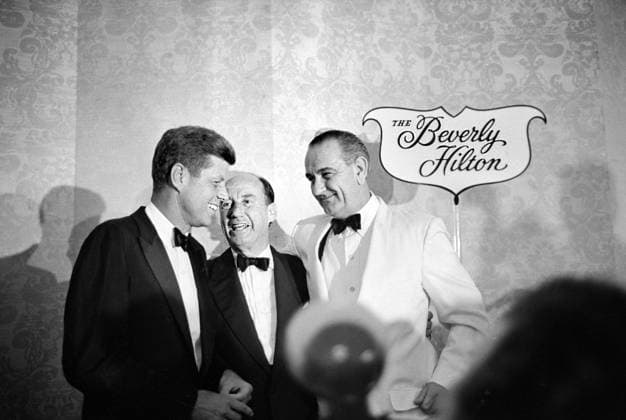 U.S. Senator John F. Kennedy with U.S. Senator Lyndon Johnson, Beverly Hilton Hotel, during Democratic National Convention, Beverly Hills, Los Angeles, California, USA, Warren K. Leffler, U.S. News & World Report Magazine Photograph Collection, July 10, 1960 U.S. Senator John F. Kennedy with U.S. Senator Lyndon Johnson, Beverly Hilton Hotel, during Democratic National Convention, Beverly Hills, Los Angeles, California, USA, Warren K. Leffler, U.S. News & World Report Magazine Photograph Collection, July 10, 1960. Copyright: 1010_05_ghi-circa12267