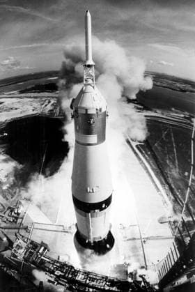 Apollo 11 mission, first lunar landing mission, with American astronauts Neil A. Armstrong, Michael Collins and Edwin E. Aldrin Jr., launched via Marshall Space Flight Center developed Saturn V launch vehicle, Kennedy Space Center, Merritt Island, Florida, USA, NASA, July 16, 1969 Apollo 11 mission, first lunar landing mission, with American astronauts Neil A. Armstrong, Michael Collins and Edwin E. Aldrin Jr., launched via Marshall Space Flight Center developed Saturn V launch vehicle, Kennedy Space Center, Merritt Island, Florida, USA, NASA, July 16, 1969. Copyright: 1010_05_ghi-circa12413