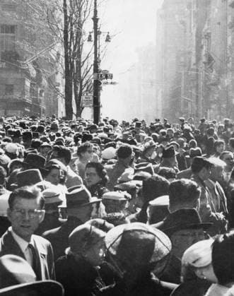 Large crowd street scene, East 51st Street, New York City, New York, USA, Angelo Rizzuto, Anthony Angel Collection, April 1956 Large crowd street scene, East 51st Street, New York City, New York, USA, Angelo Rizzuto, Anthony Angel Collection, April 1956. Copyright: 1010_16_ghi-circa12346